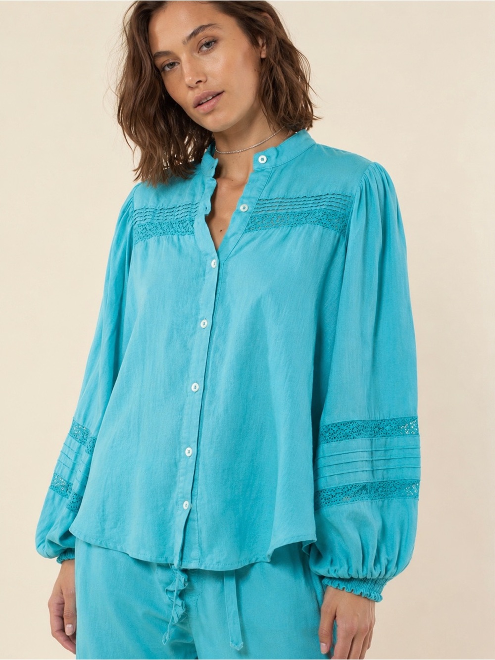 Hale Bob Angelina Solid Linen Top